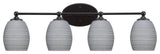 Capri 4-Light Bath Bar, Matte Black/Gray Matrix