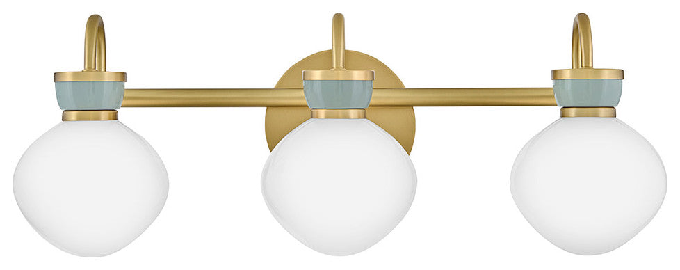 Lark Lucy Medium Three Light Vanity, Lacquered Brass
