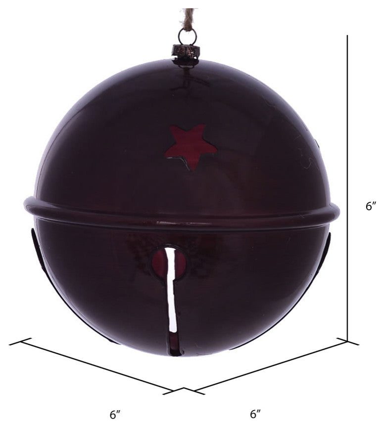 Vickerman Mc198365 6" Burgundy Wood Grain Bell Christmas Ornament, Pack of 2
