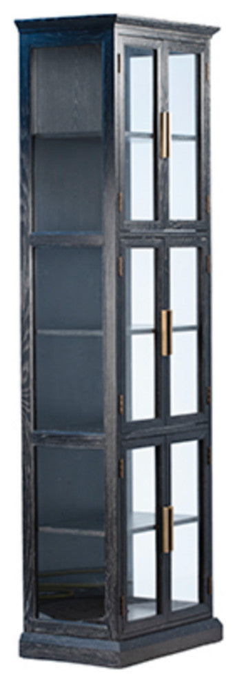 Black and Brass Narrow Display Cabinet