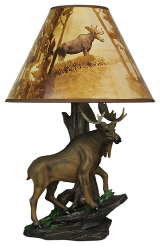 North American Bull Moose Table Lamp w/ Shade