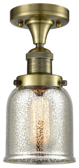 1-Light Small Bell 5" Flush Mount, Antique Brass, Glass: Silver Mercury