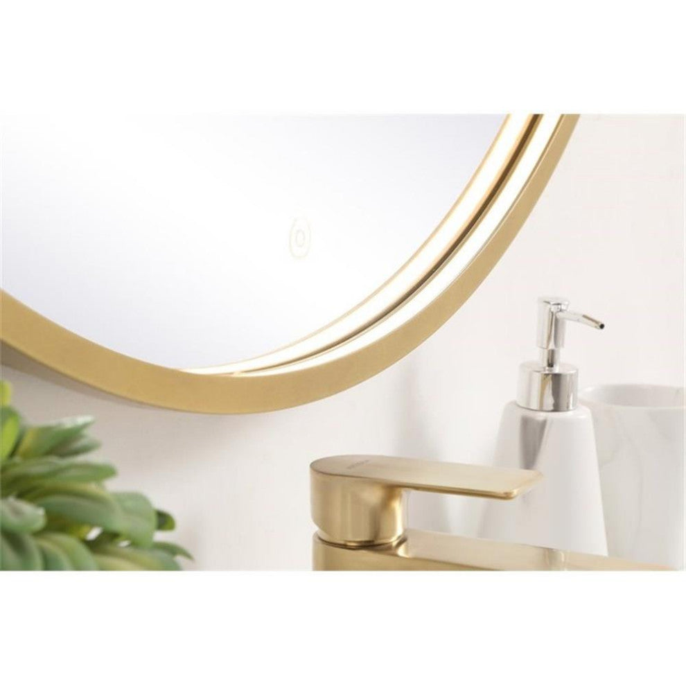 Elegant Decor Pier 36" LED Mirror with Adjustable Color Temperature in Brass