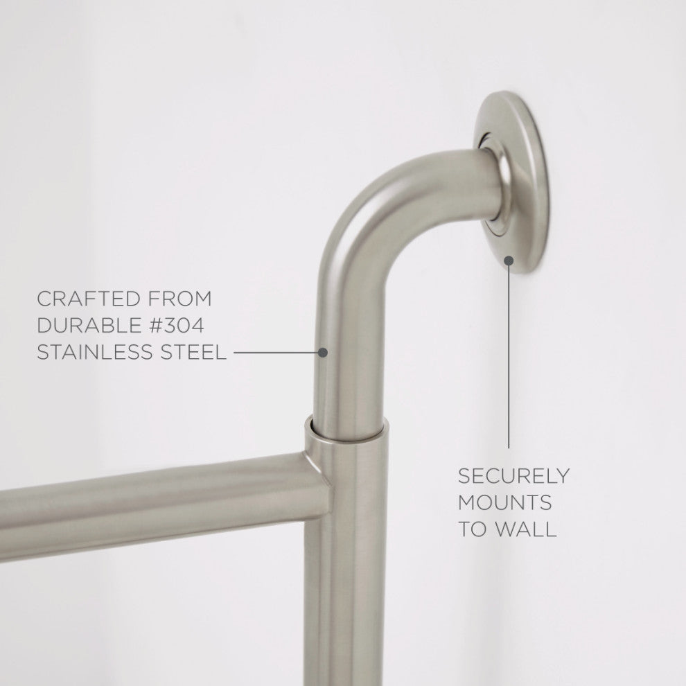 36" Swing Away Wall Bathroom Grab Bar, Satin Stainless, 36" Wall to Wall