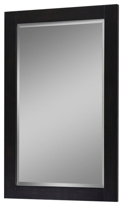 22"x34" Bevel Edge Framed Mirror, Dark Brown