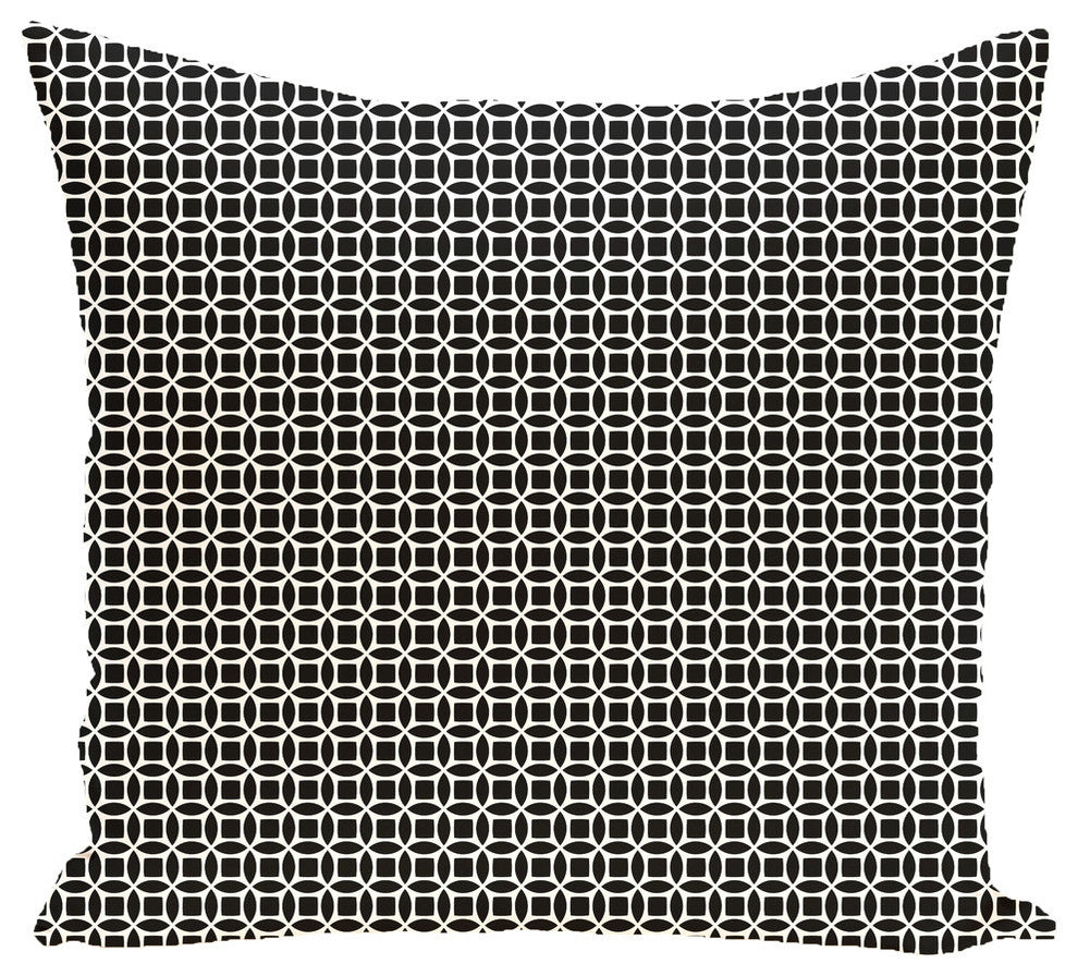 Retro Funk Geometric Print Pillow, Black, 16"x16"