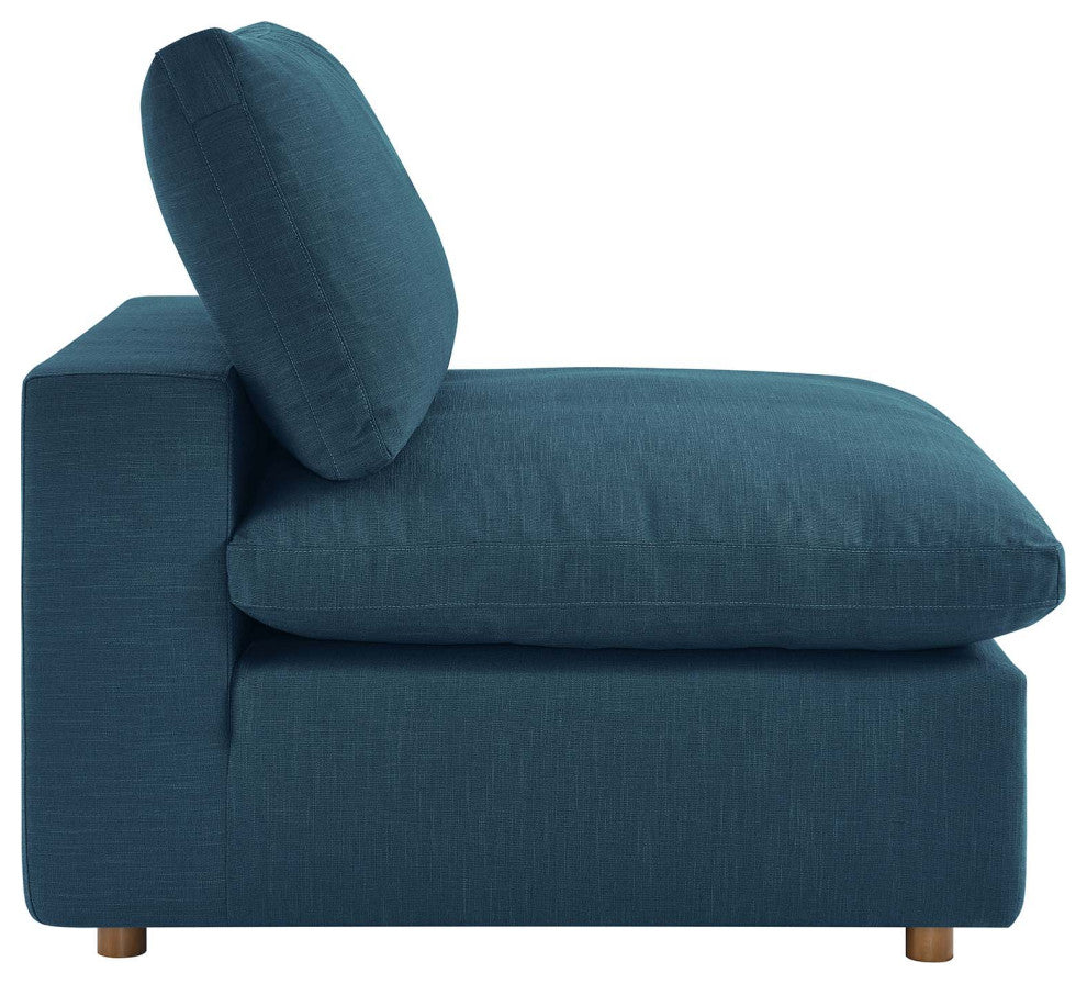 Commix Down Filled Overstuffed Armless Chair Azure