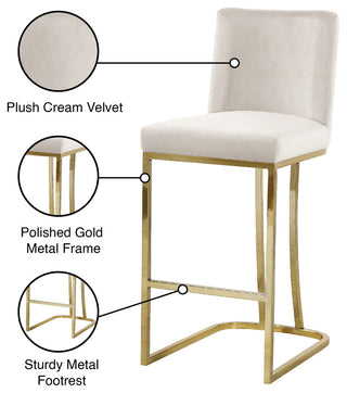 Heidi Upholstered Counter Stool, Cream, Gold, Velvet