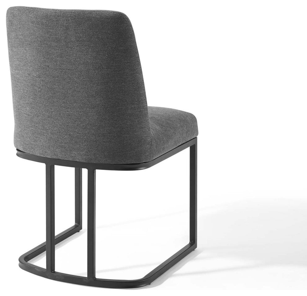 Amplify Sled Base Upholstered Fabric Dining Side Chair-Black Charcoal