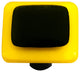 Art Glass Bordered Knob, Black Post, Sunflower Yellow Border Black