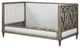 Benzara BM261737 Daybed With Fabric Upholstery and Carvings, Weathered Brown