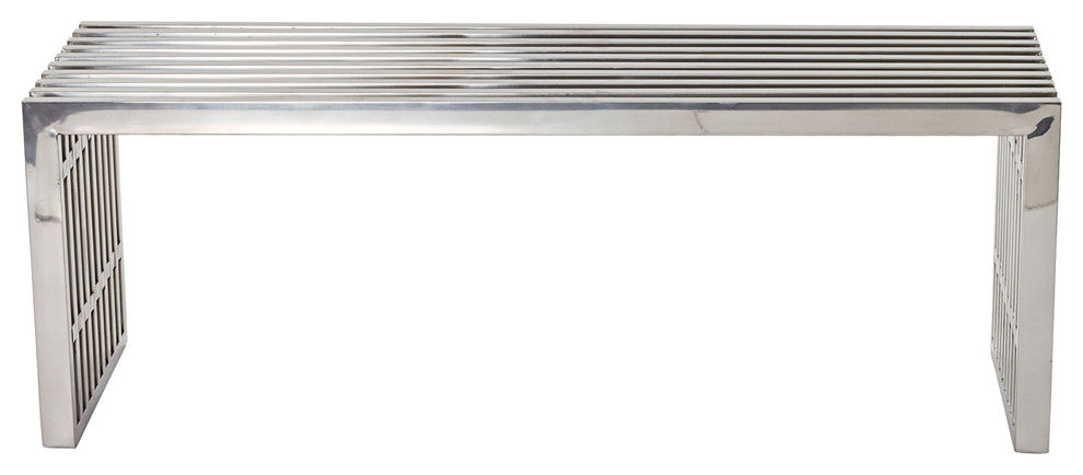 Modern Contemporary Living Room Medium Metal Bench Silver