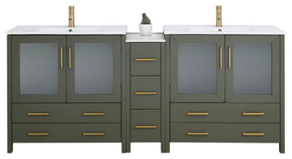 Vanity Art Vanity Set With Ceramic Top, 84", Vintage Green