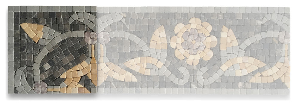 Marble Mosaic Border Listello Tile Wintersweet Gold 5.5x12 Tumbled, 1 piece