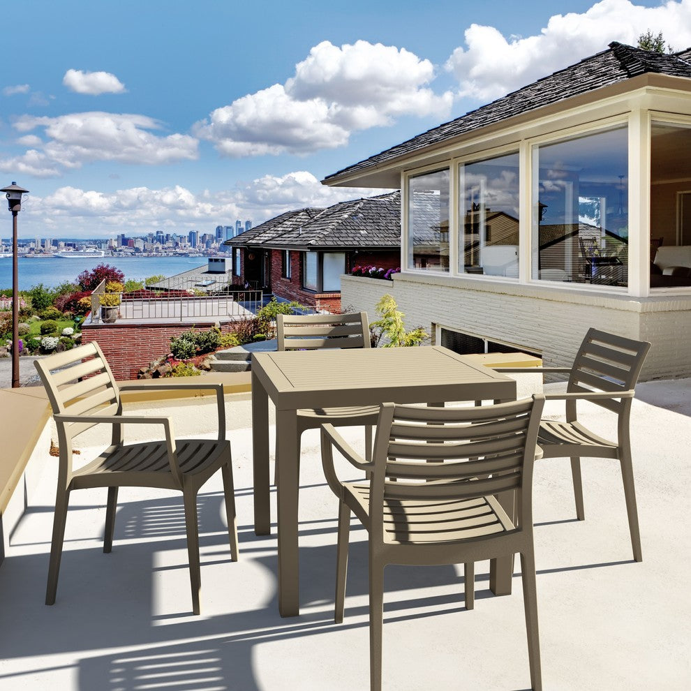 Ares Resin Square Dining Table, Taupe 31"