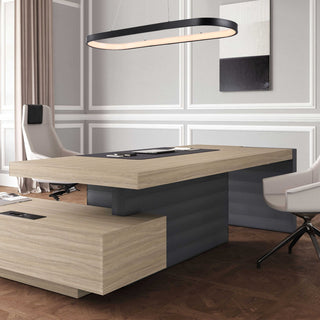 Nolan 38.75" Modern Bohemian Iron Linear Integrated LED Pendant, Black