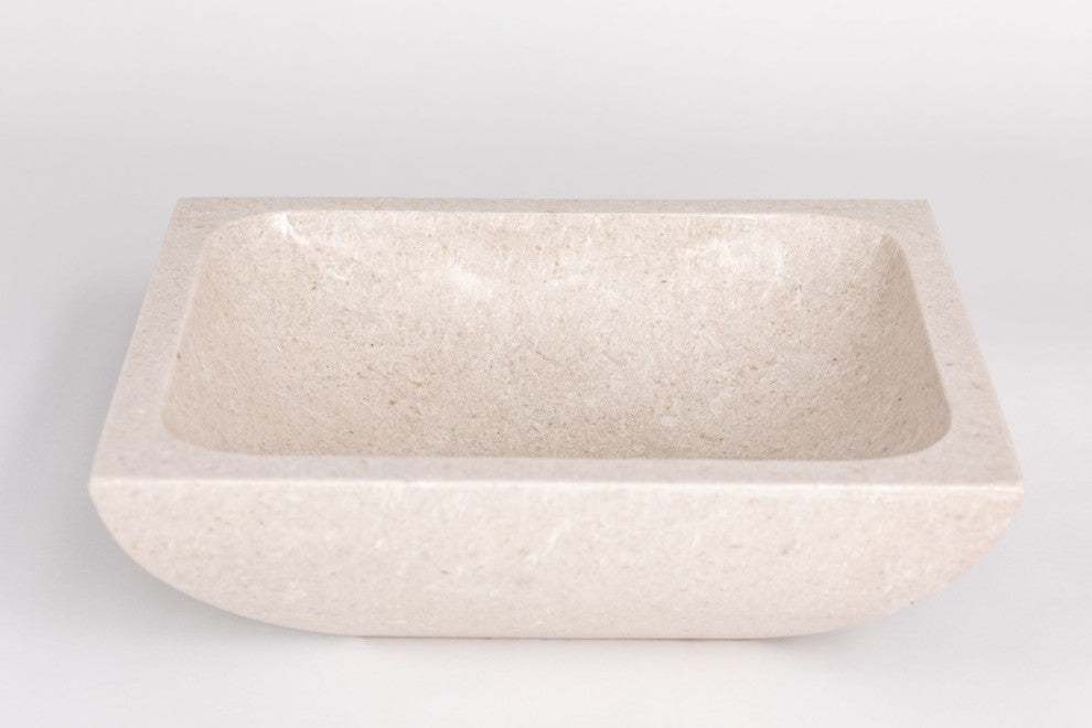 Natural Stone Vessel Bathroom Sink, Rectangular Travertine Sink, Ojinaga