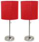LimeLights Stick Lamp with Charging Outlet and Fabric Shade Two Pack Set