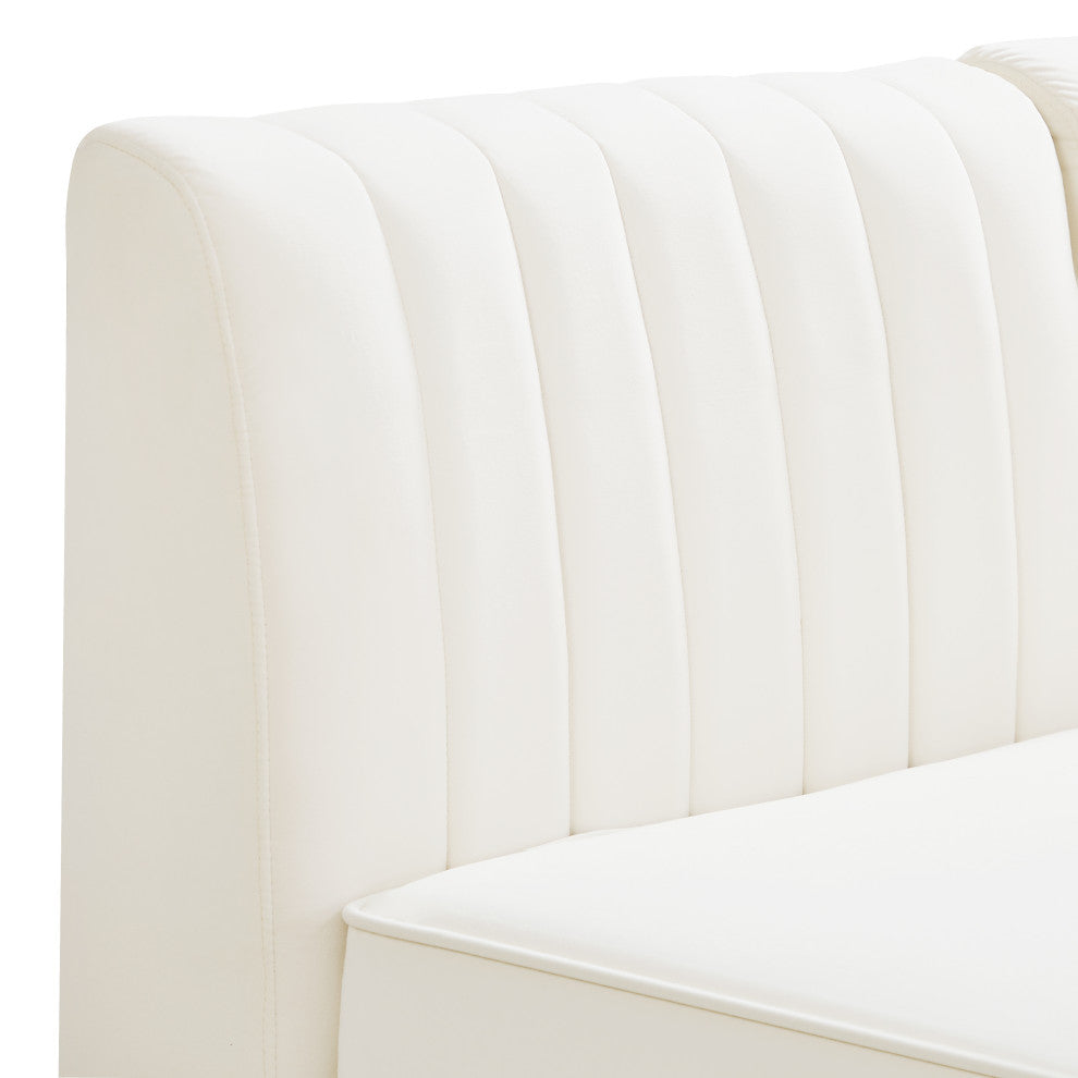 Alina Velvet Modular U-Shaped Sectional, Cream, 7-Piece: 5 Armless Chair, 2 Corner Chair