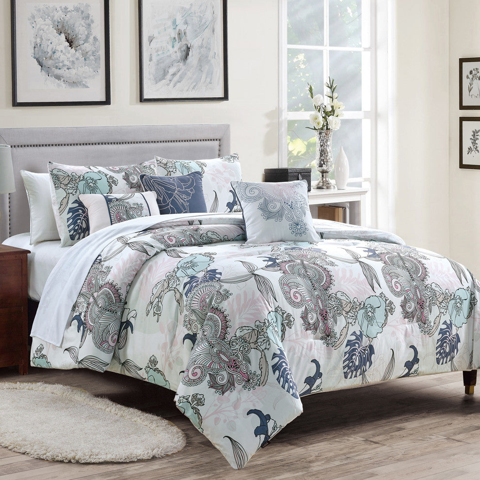 Jonah 6 piece comforter set, Multiple Color, King