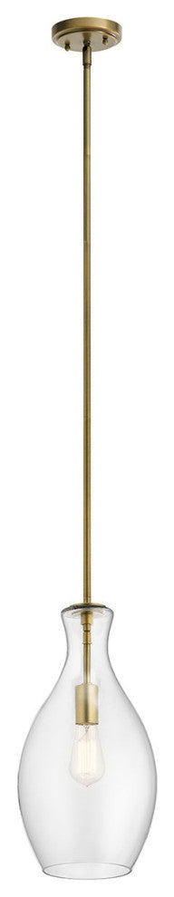 Kichler Everly 1 Light Pendant, Natural Brass