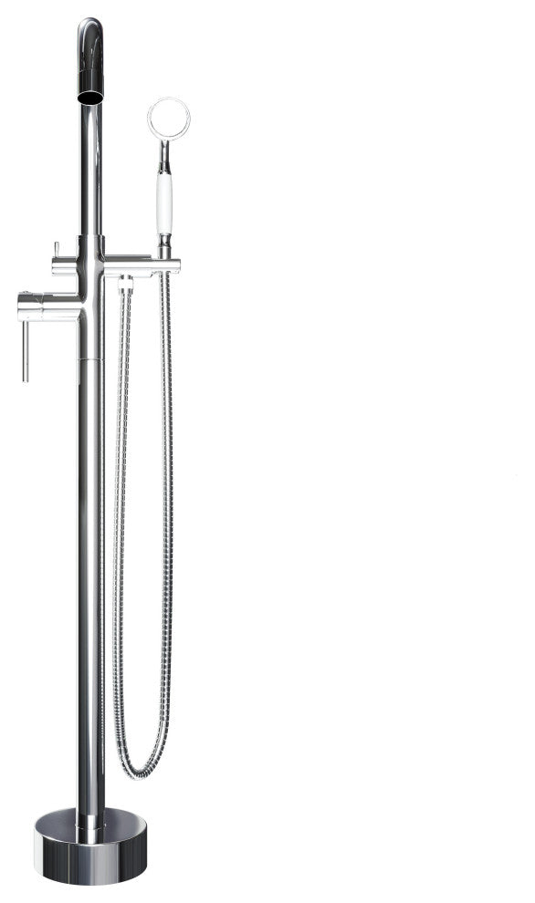 CastelloUSA Neptune Freestanding Tub Filler Faucet, Chrome, Drift Handle
