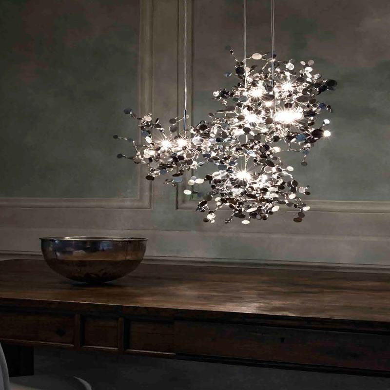 MIRODEMIÂ® La Venturi | Chandelier in a Nordic Style for Dining Room, Chrome, 4 Heads, Cool Light