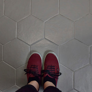 HexTile Ceramic Floor and Wall Tile, Matte Grey, Sample