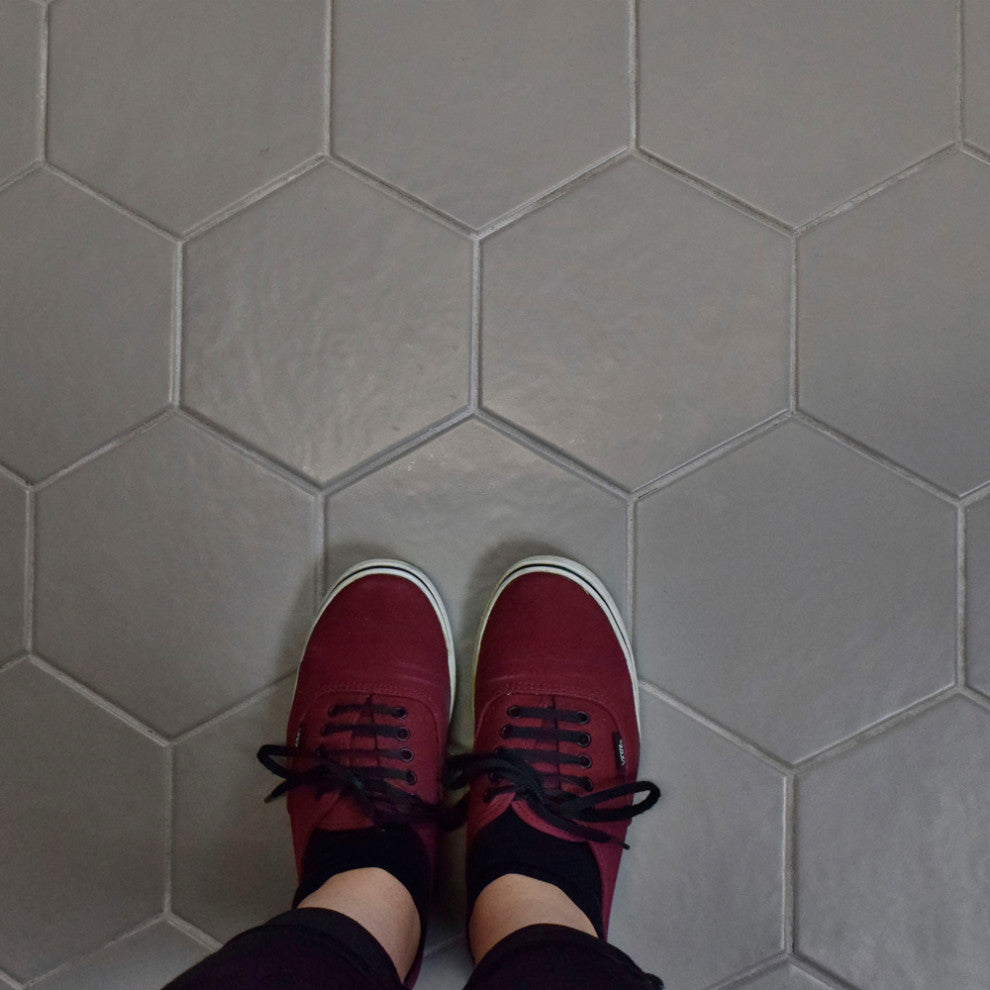 HexTile Ceramic Floor and Wall Tile, Matte Grey, Sample