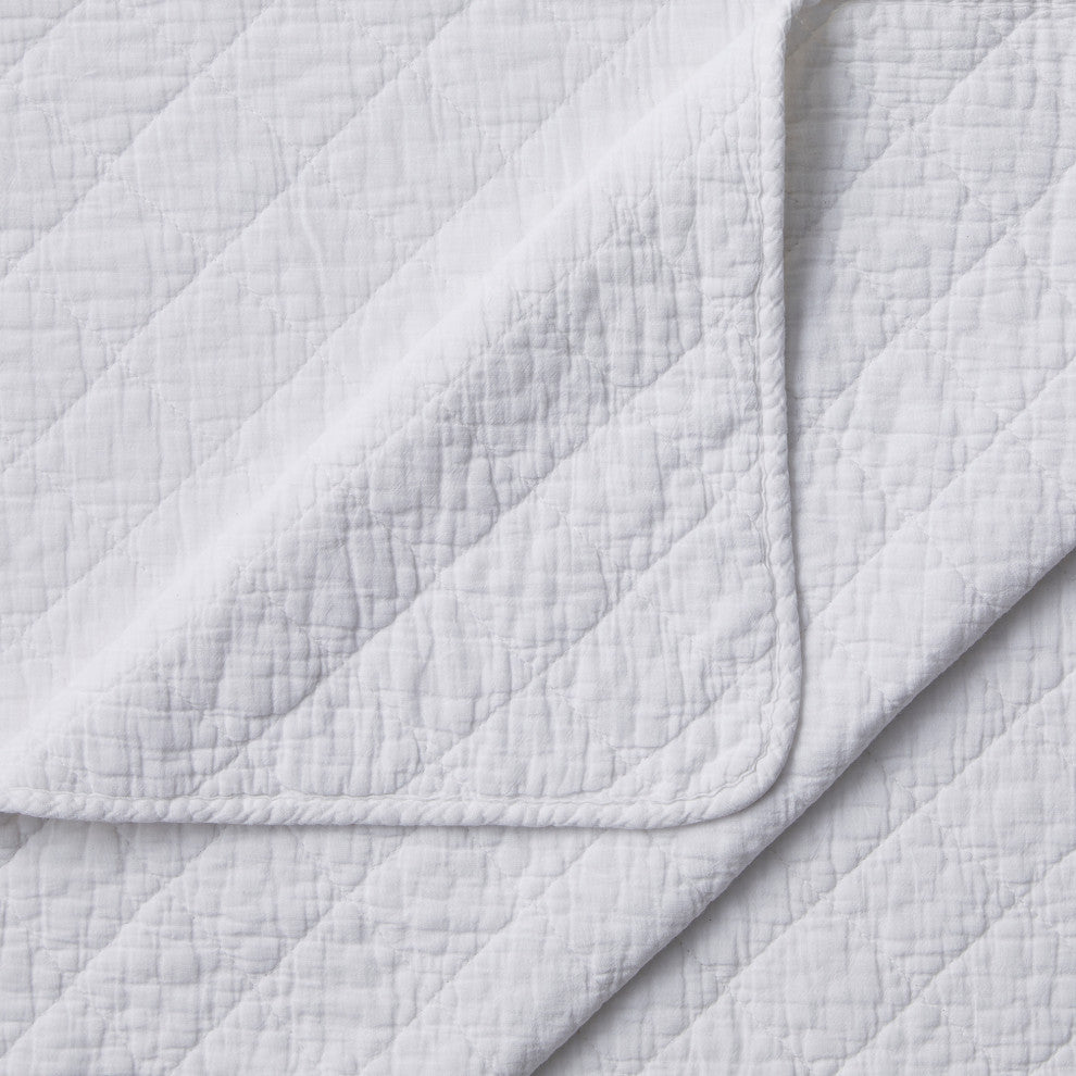 Stonewashed Cotton Gauze Quilt Set, 3PC, Vintage White, King