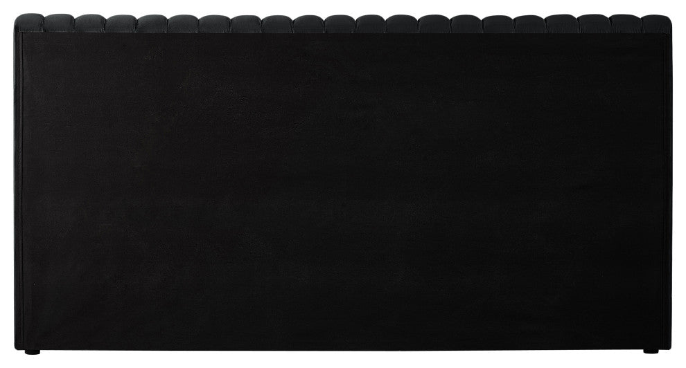 Nico Black Velvet Upholstered Bed, Black, Full