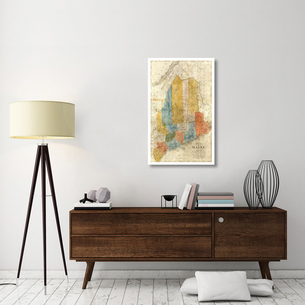 "Map of Maine, 1843" Digital Paper Print by W. Anson, 26"x42"