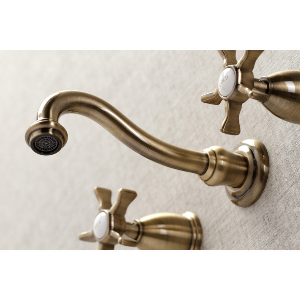 KS3023NX Two-Handle Wall Mount Tub Faucet, Antique Brass
