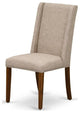Set of 2 Parson Dining Chairs, Nailhead Trim, Linen Fabric Upholstered, Clay
