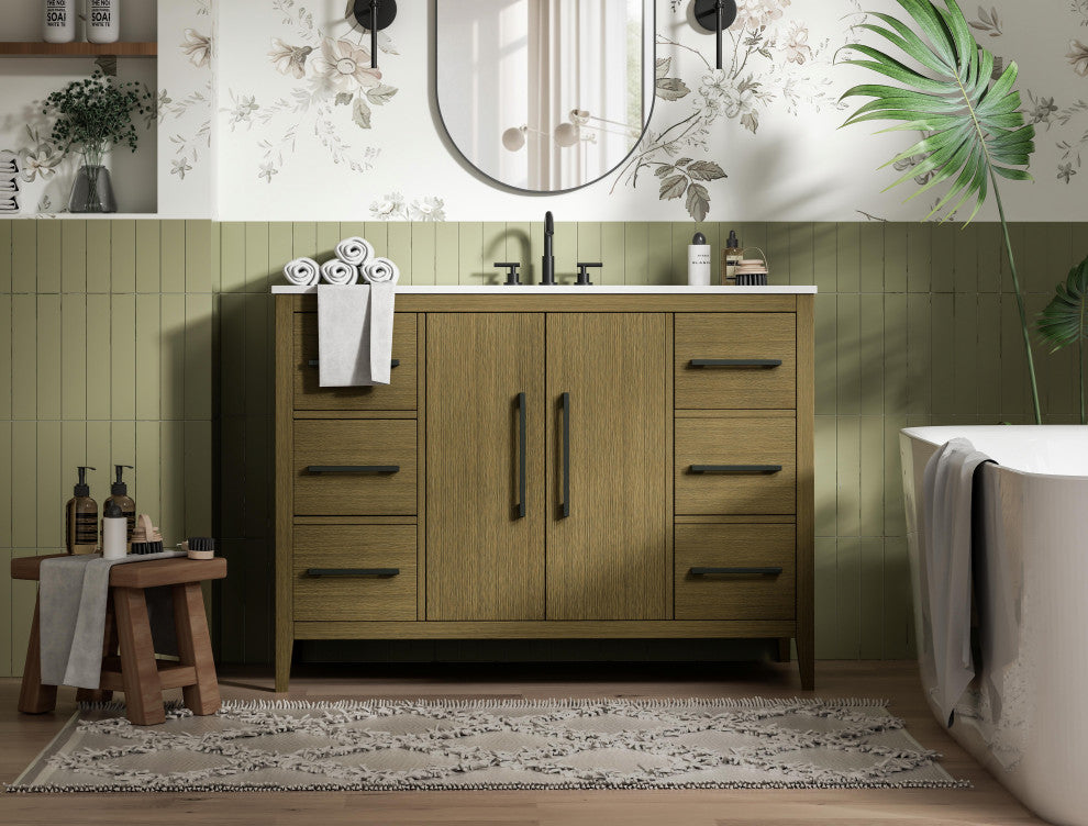 Home Living 48" Single Bathroom Vanity, Chestnut Brown