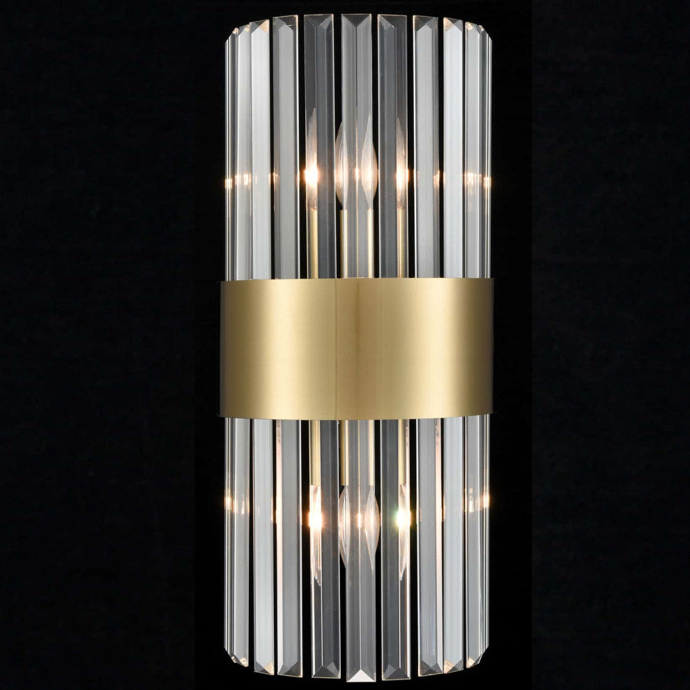 Clear Glass Wall Sconces Lighting, Set of 2, Brass