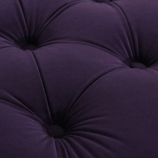 La Rosa Tufted Round Ottoman, Purple Velvet