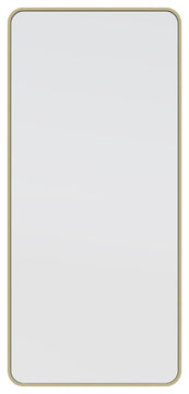 22" W X 48" H Radius Corner Stainless Steel Framed Mirror, Satin Brass