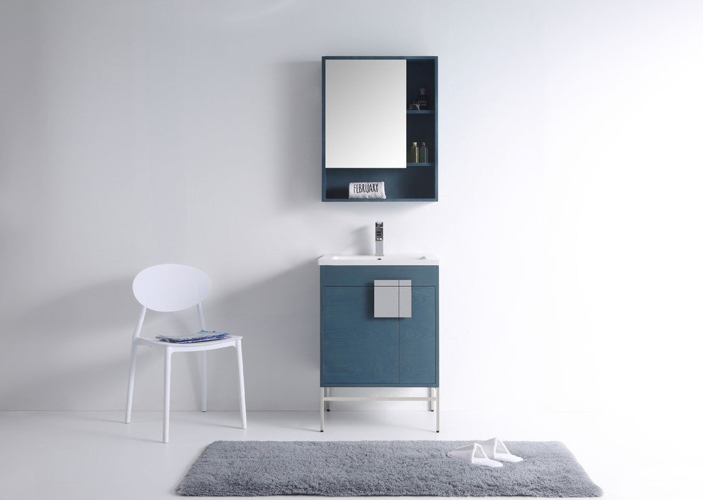 Bathroom Vanity Set, French Blue, 24", Polished Chrome Hardware