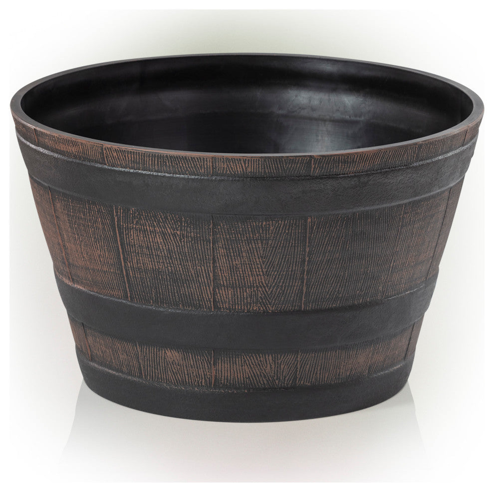 Barrel Planter, Bronze, Small, 18"