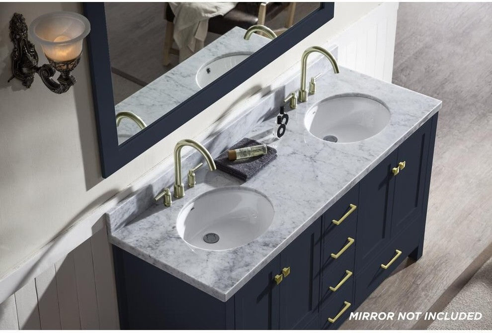 Ariel Cambridge 61" Double Vanity, Midnight Blue, Oval Sink No Mirror