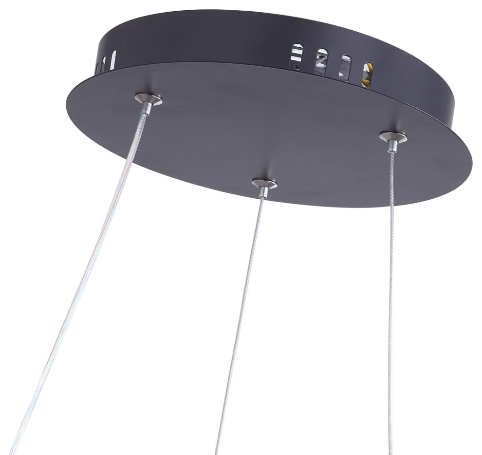 Modern 1-Light Wavy Line LED Pendant Light Linear Ceiling Light, Black