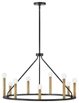Lark Lazlo 30" Medium Single Tier Chandelier, Black + Lacquered Brass