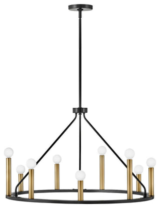 Lark Lazlo 30" Medium Single Tier Chandelier, Black + Lacquered Brass