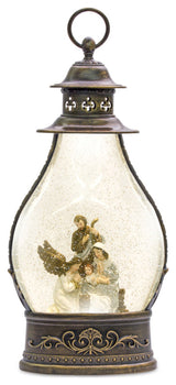 Snow Globe Lantern With Holy Family 15.5"H Plastic