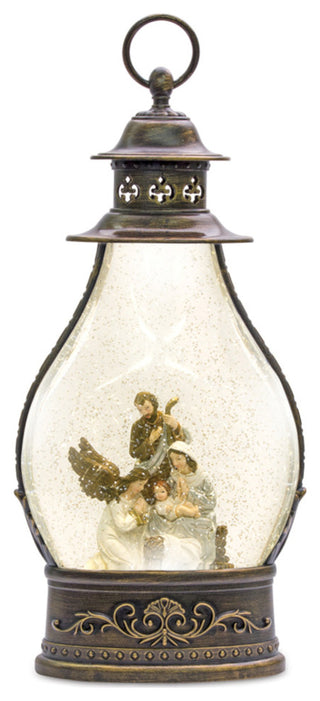 Snow Globe Lantern With Holy Family 15.5"H Plastic