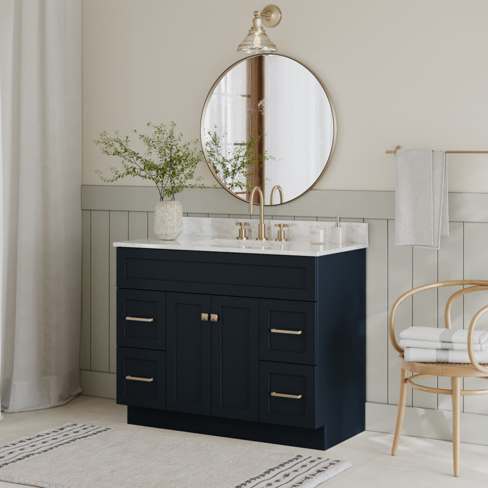 Ariel Hamlet 43" Rectangle Sink Bath Vanity, 0.75" Carrara Marble