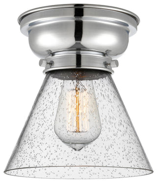 Large Cone 1-Light Flush Mount, Polished Chrome, Seedy