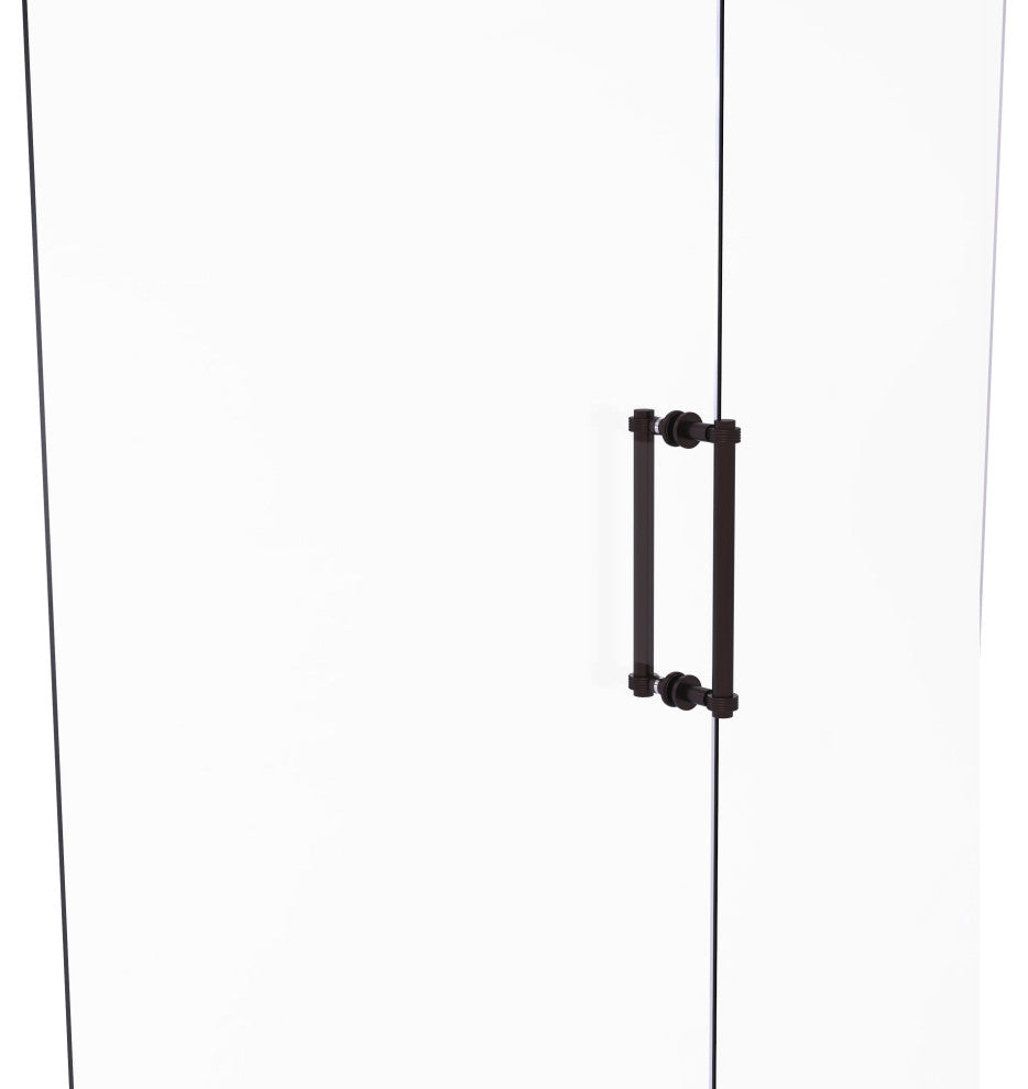Contemporary 12" Grooved Accent Back to Back Shower Door Pull, Antique Bronze