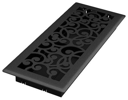 Wonderland Floor Register, Black Iron, 4x12
